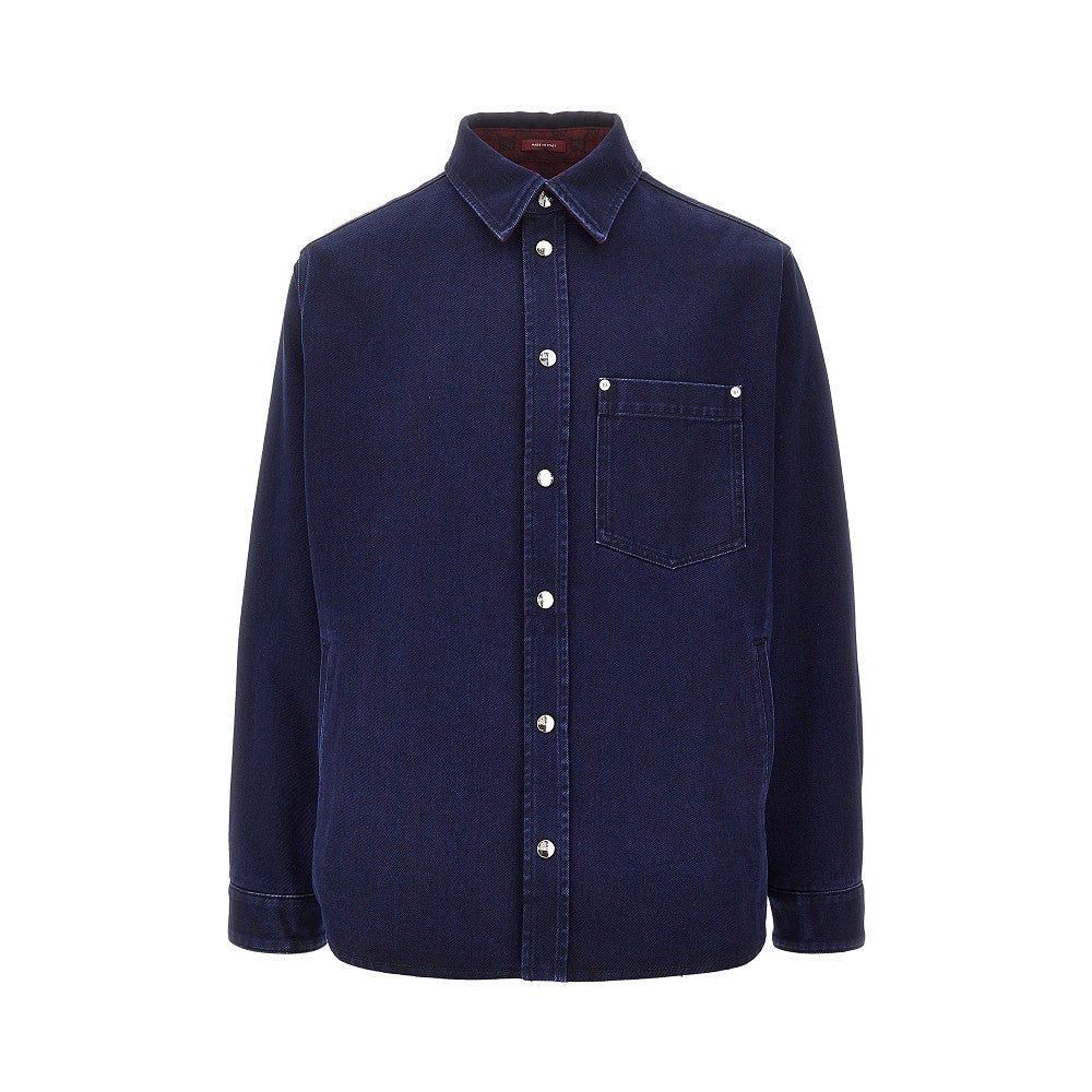 Overshirt reversibile in denim e lana GG
