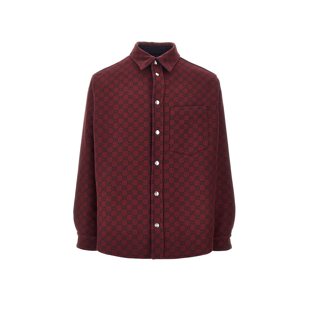 Overshirt reversibile in denim e lana GG