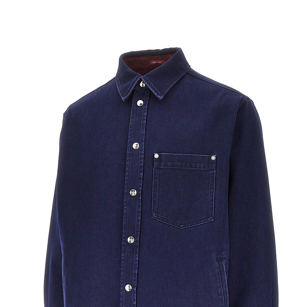 Overshirt reversibile in denim e lana GG