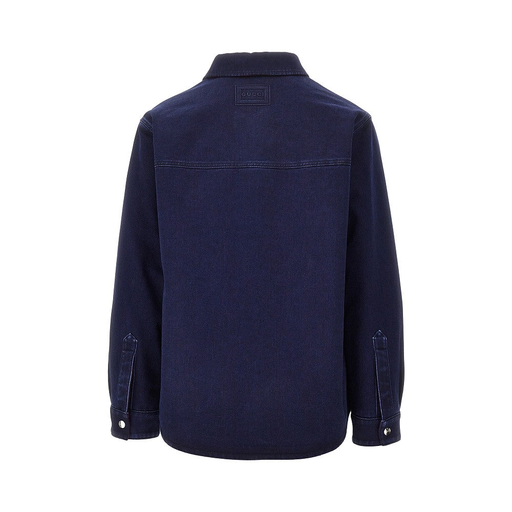 Overshirt reversibile in denim e lana GG