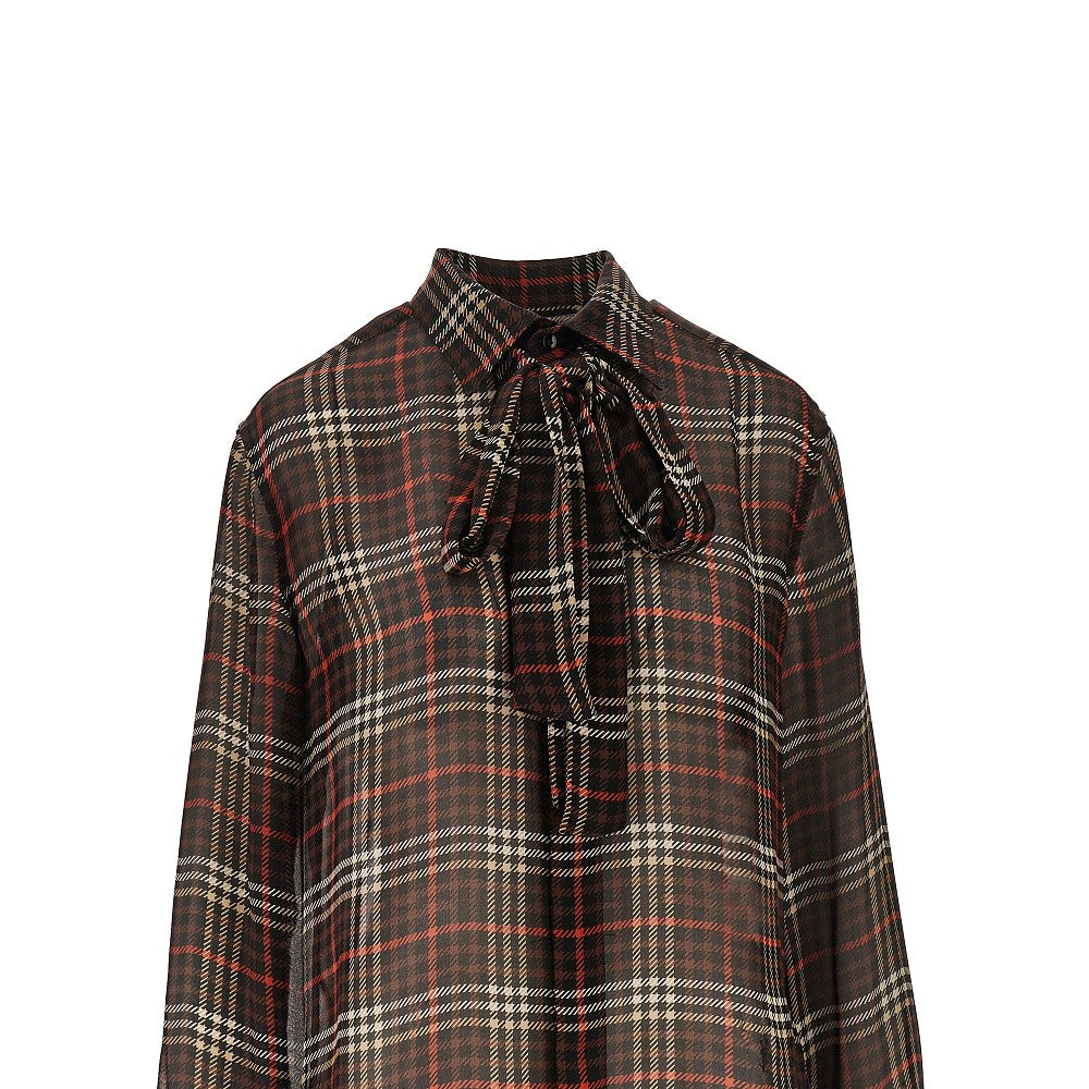 Camicia in crepe di seta tartan