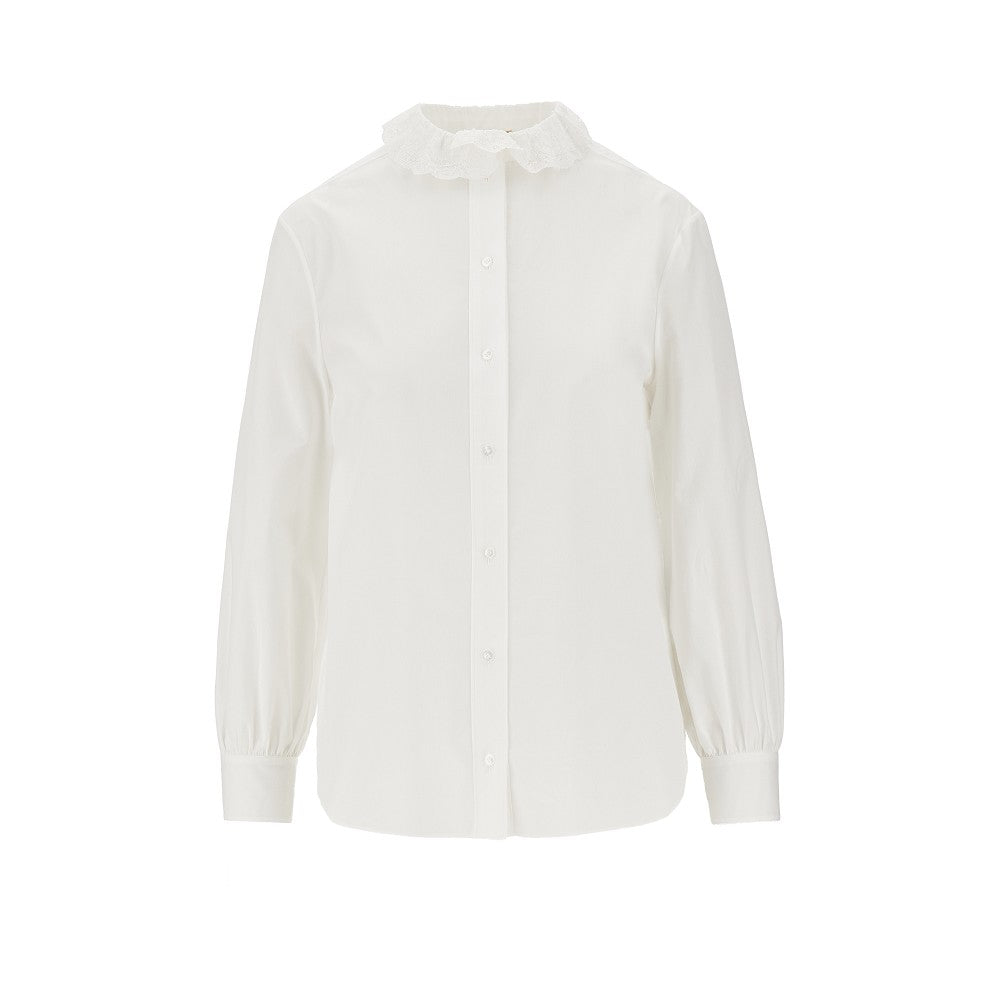 Camicia in popeline con colletto in pizzo