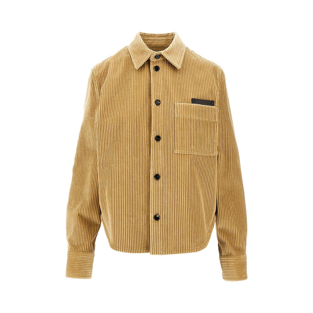 Camicia in velluto a coste con tasca in pelle