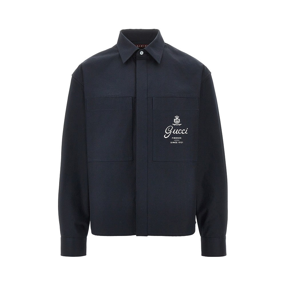 Logo print twill overshirt