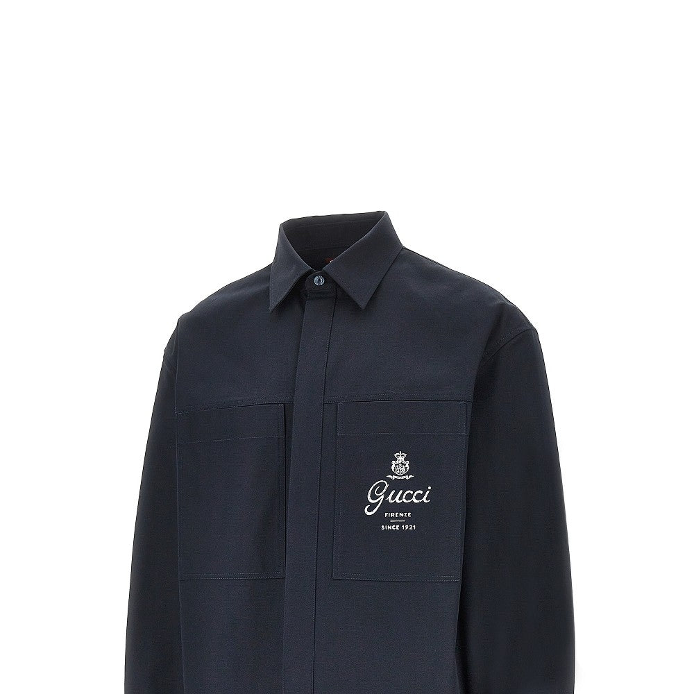 Logo print twill overshirt