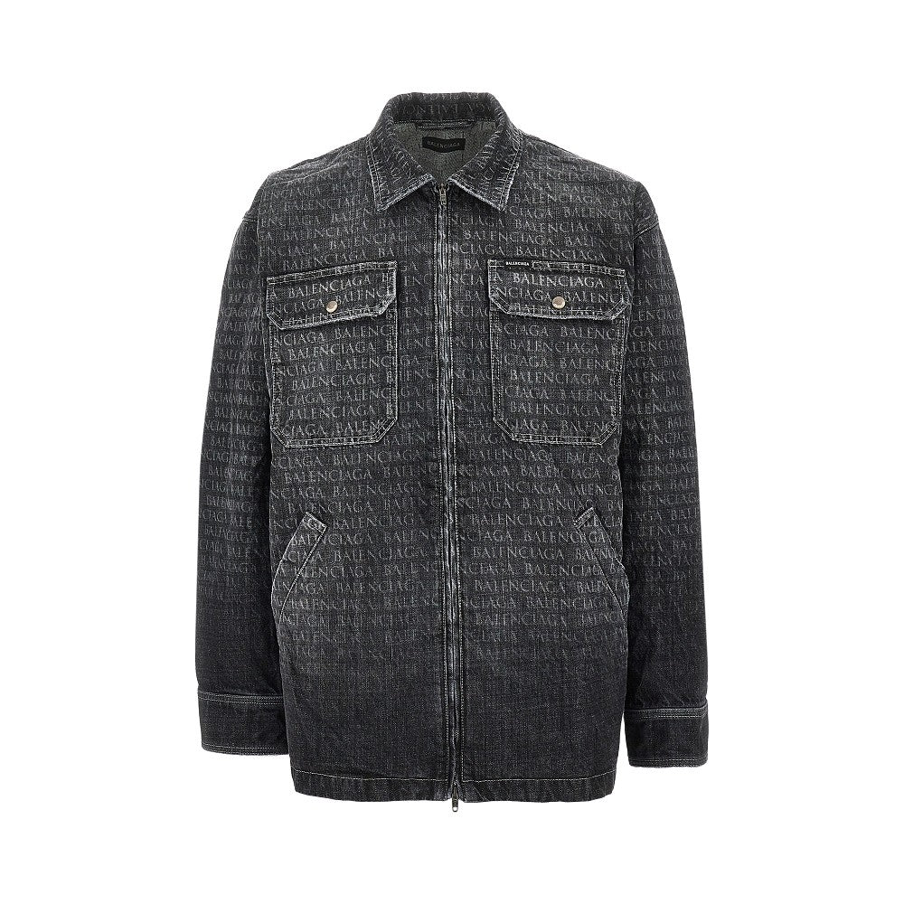 Logo print denim overshirt