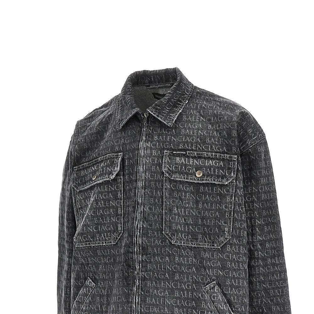 Logo print denim overshirt