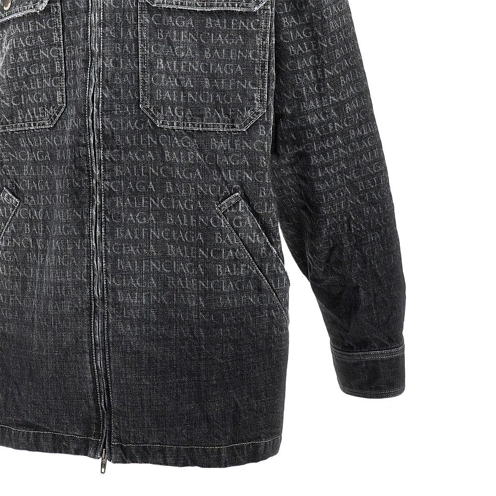 Logo print denim overshirt