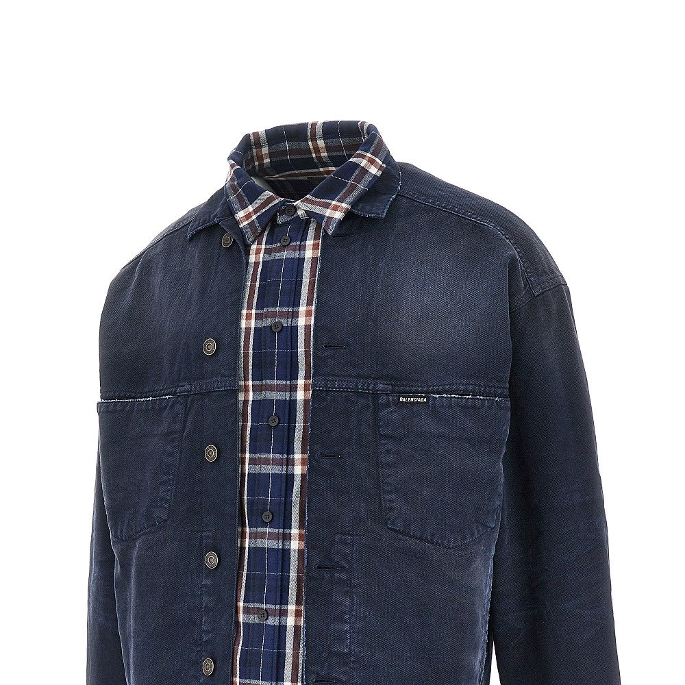 Denim and flannel 'Patched' shirt-jacket