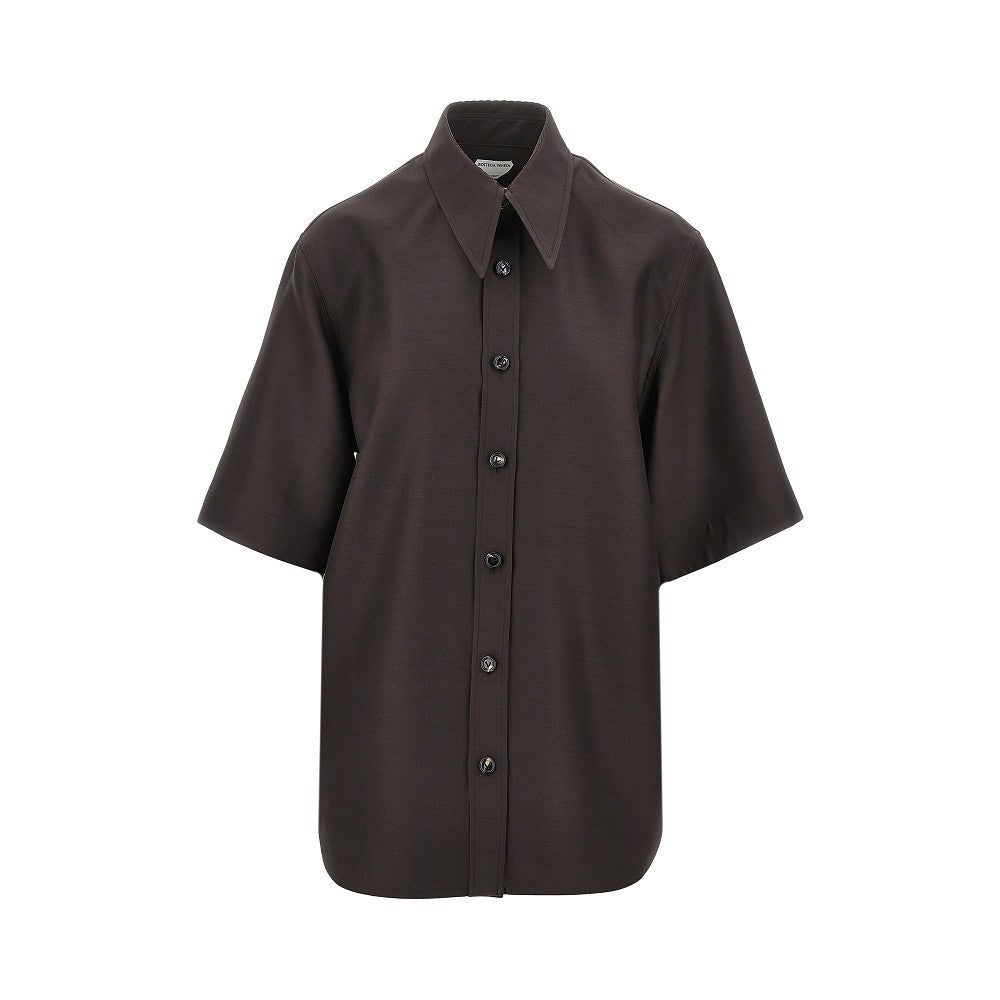 Camicia a manica corta in lana e seta