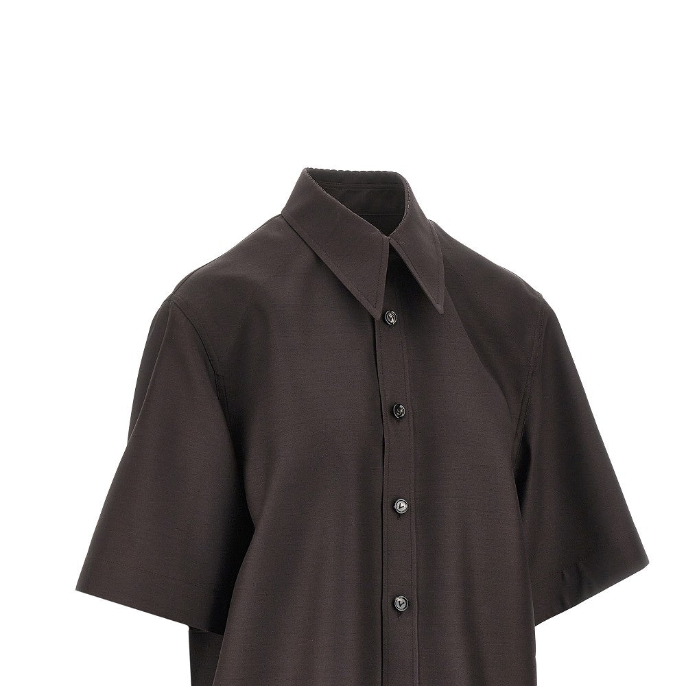 Camicia a manica corta in lana e seta