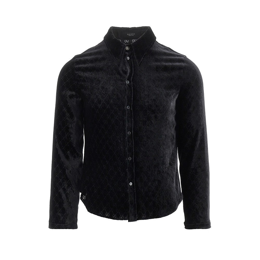 Camicia in velluto dévoré GG