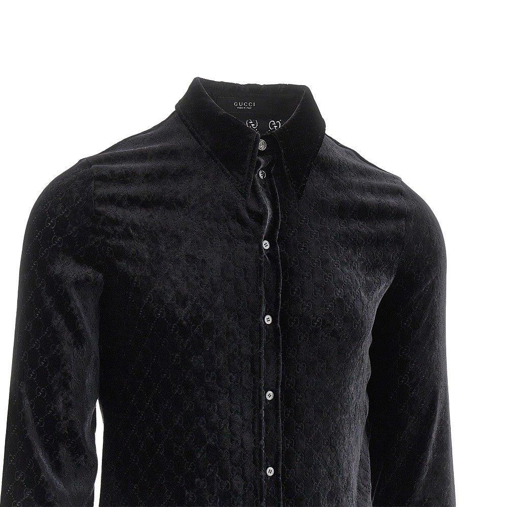 Camicia in velluto dévoré GG