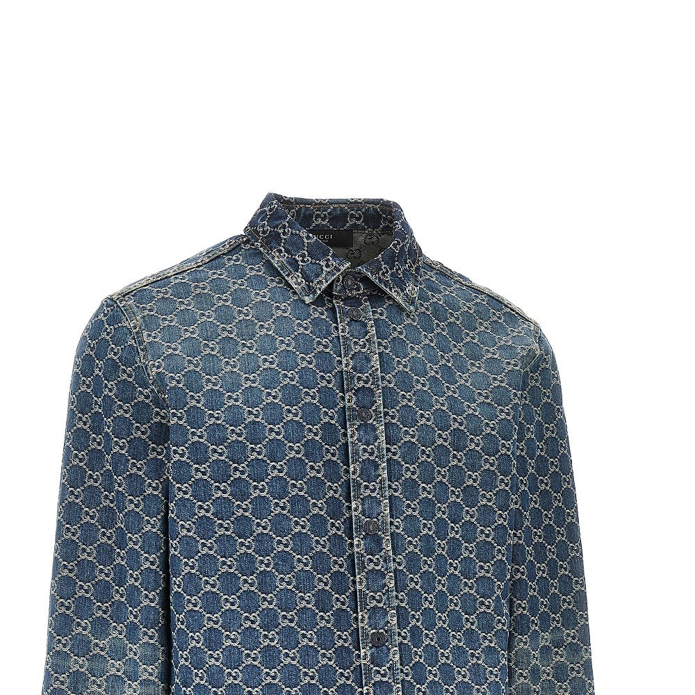 Camicia in denim GG jacquard
