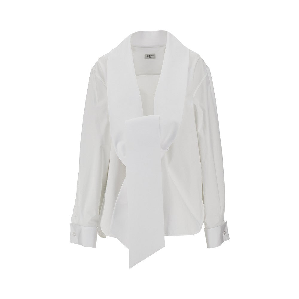 Camicia in popeline con collo lavallière