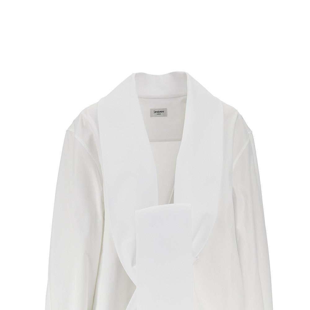 Camicia in popeline con collo lavallière