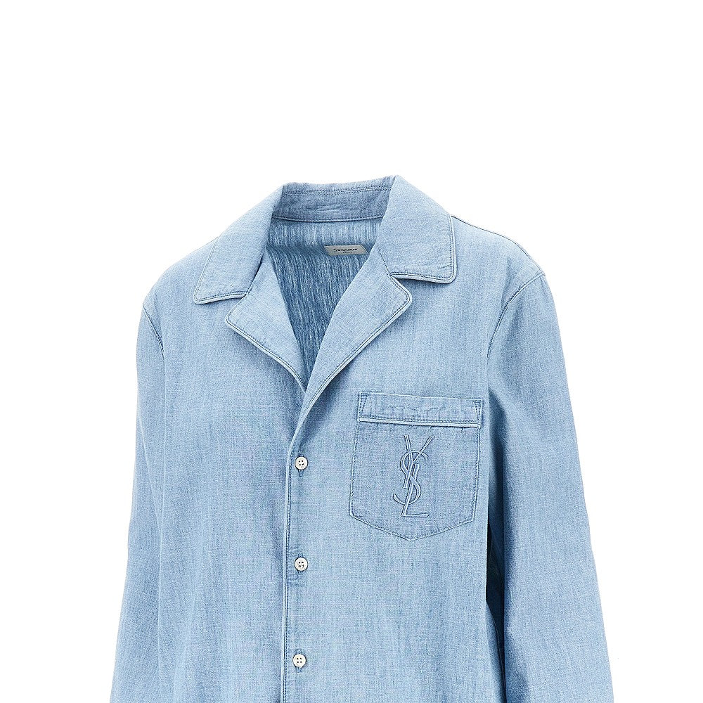 Cambray pyjama shirt with Cassandre logo