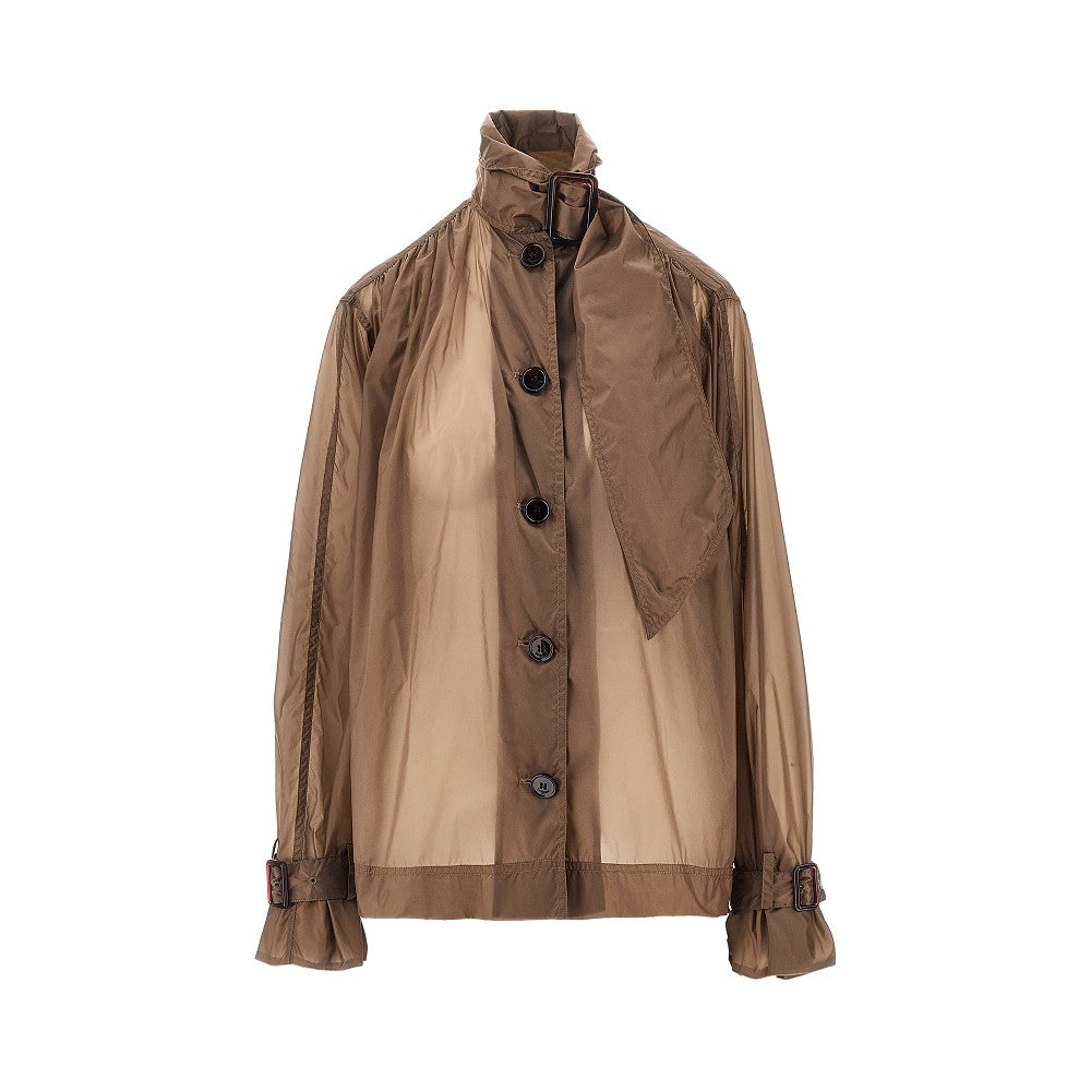 Lavallière collar nylon blouse