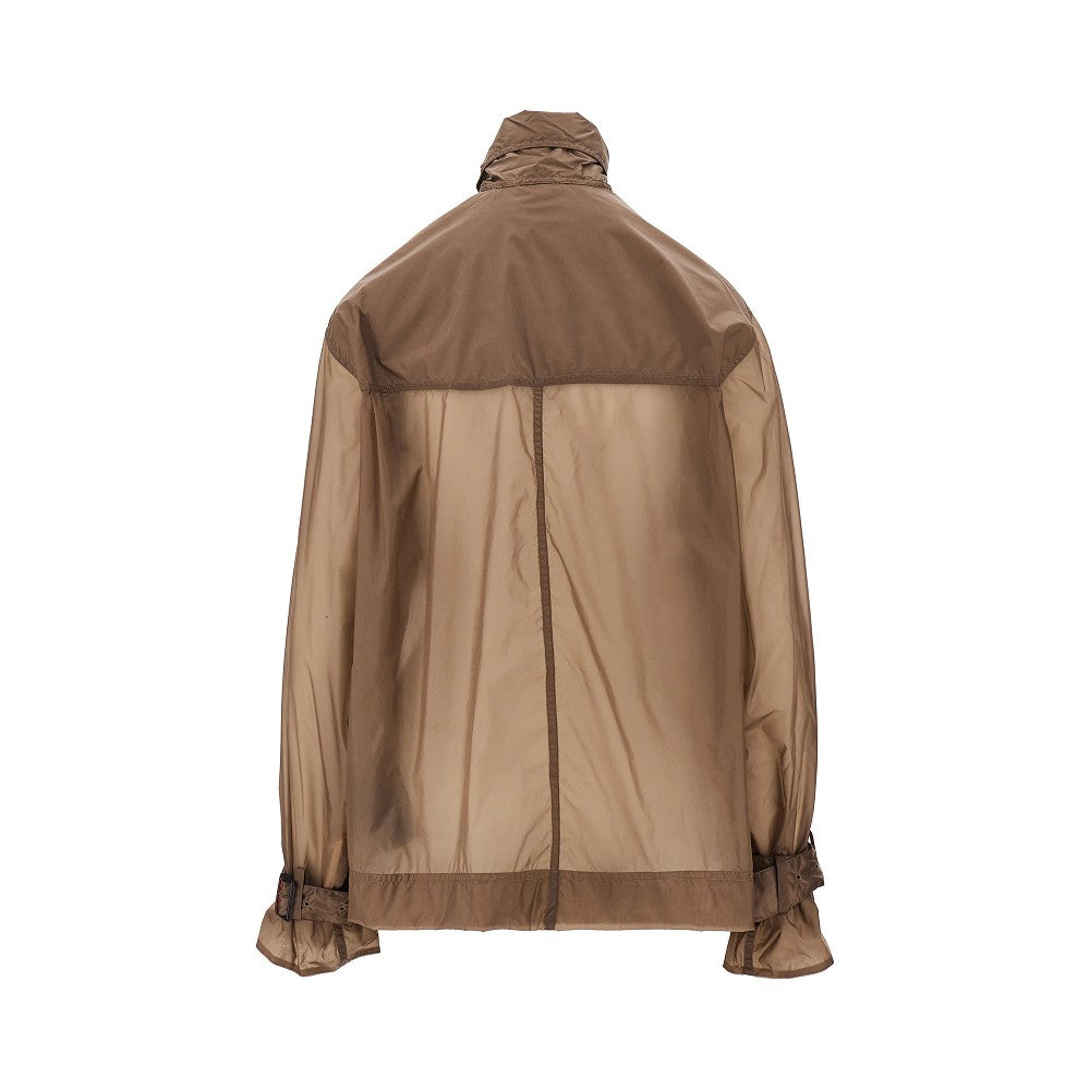 Lavallière collar nylon blouse