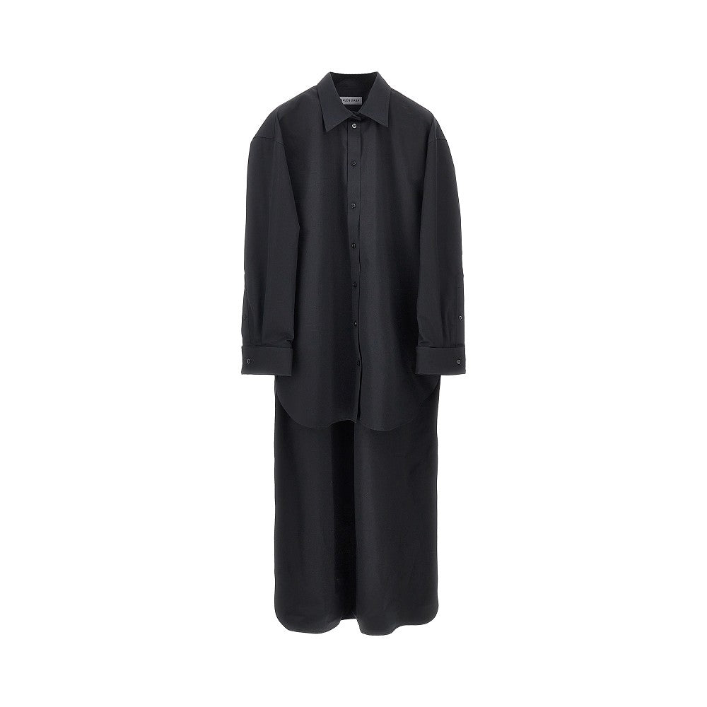 Camicia oversize in popeline con strascico