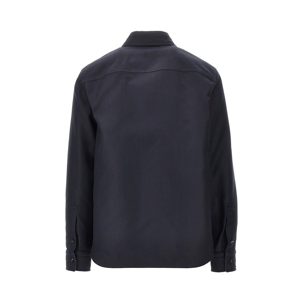 Gabardine overshirt with leather details