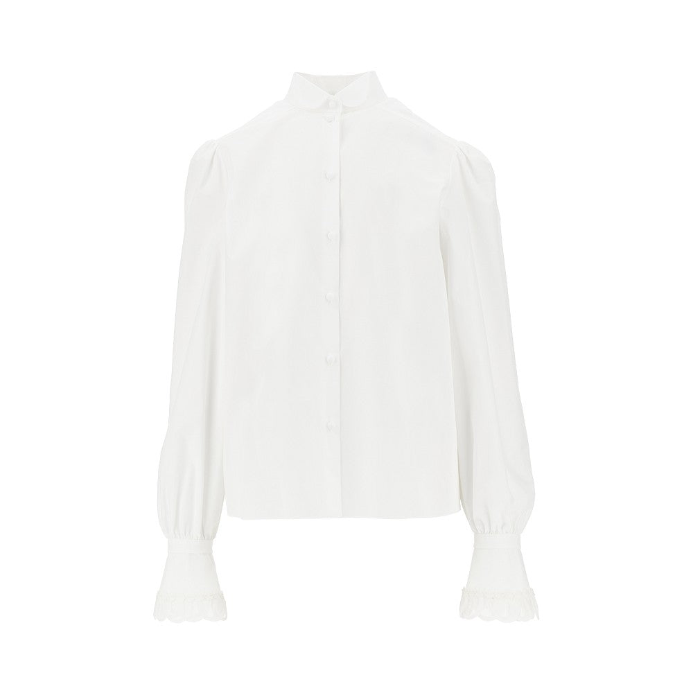 Camicia in Popeline con ricamo in tulle