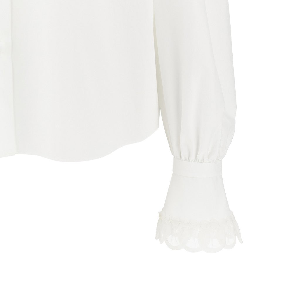 Camicia in Popeline con ricamo in tulle