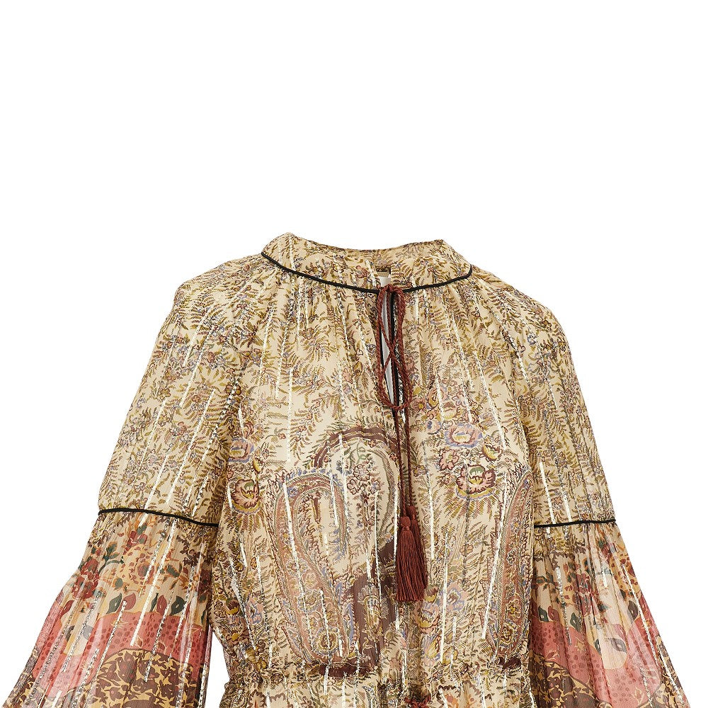 Lurex georgette blouse with feathers