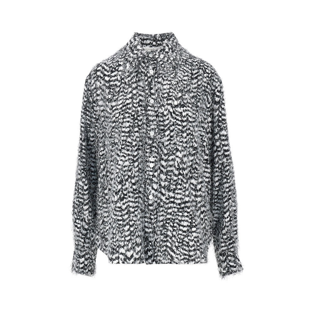 Feather-effect fil coupé viscose shirt
