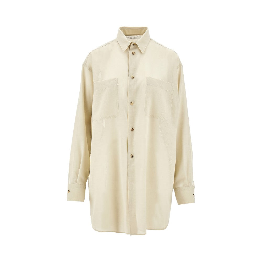 Wool-blend shirt with patch pockets