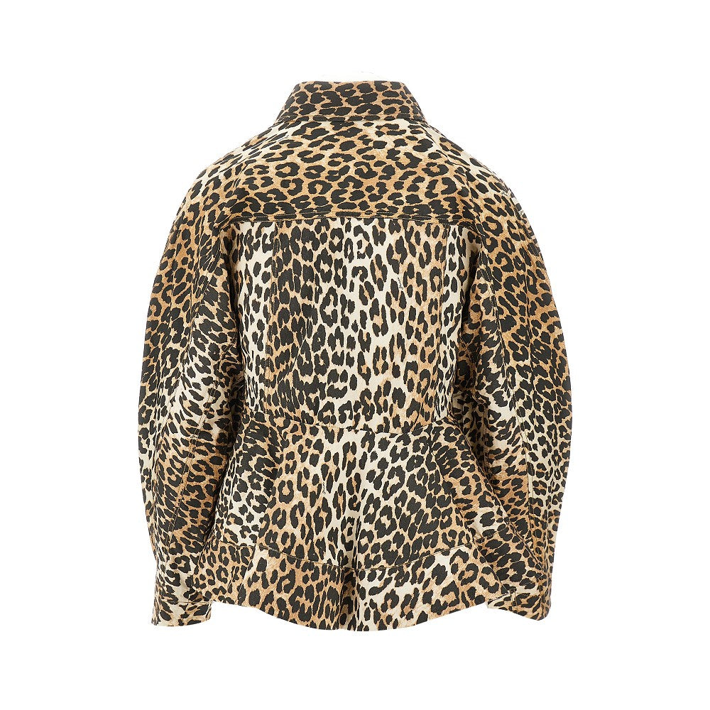 Camicia con peplo in cotone leopardato