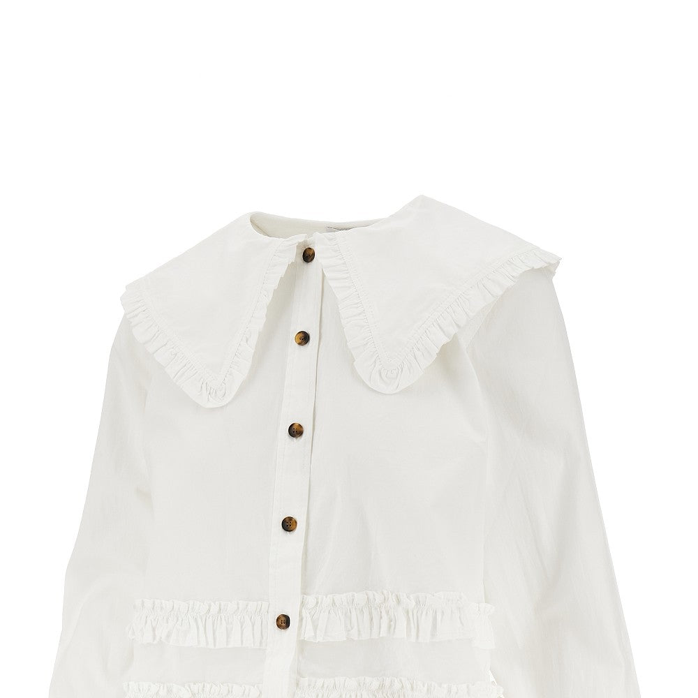 Camicia in cotone stretch con ruches