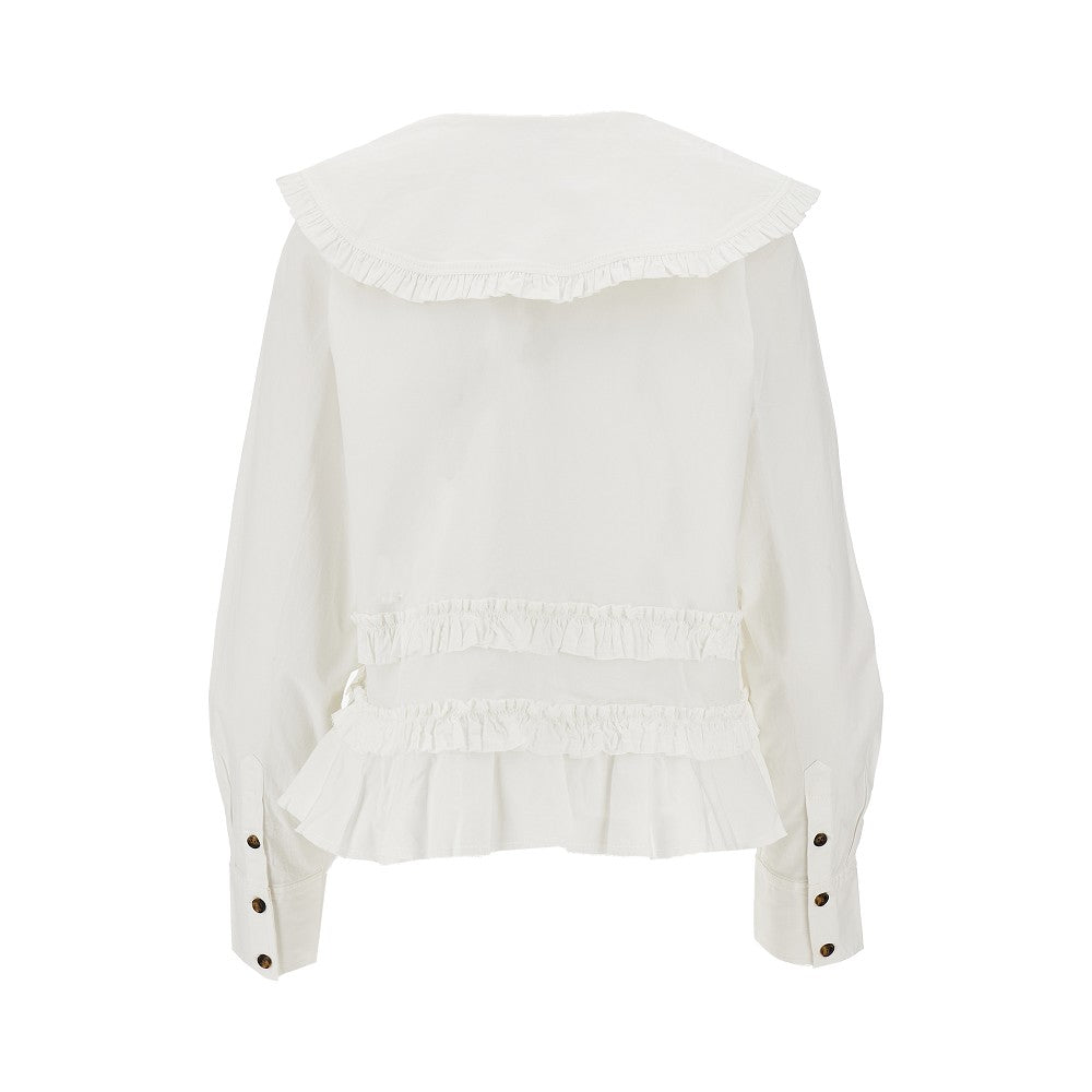 Camicia in cotone stretch con ruches