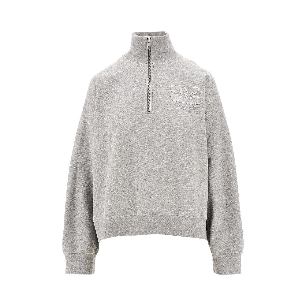 Felpa con mezza zip in cotone biologico