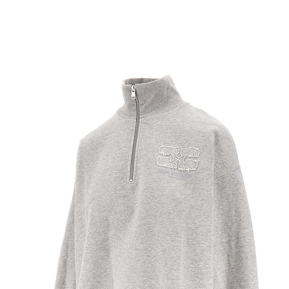 Felpa con mezza zip in cotone biologico