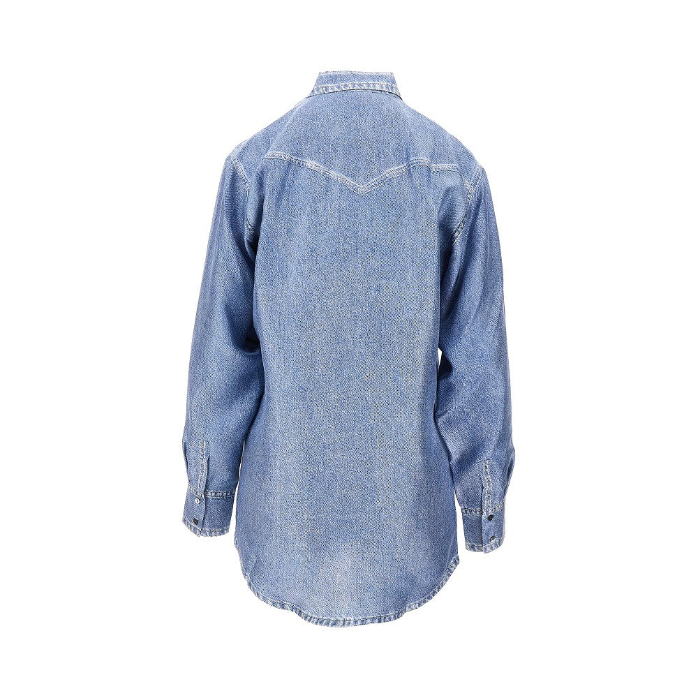 Denim print silk shirt