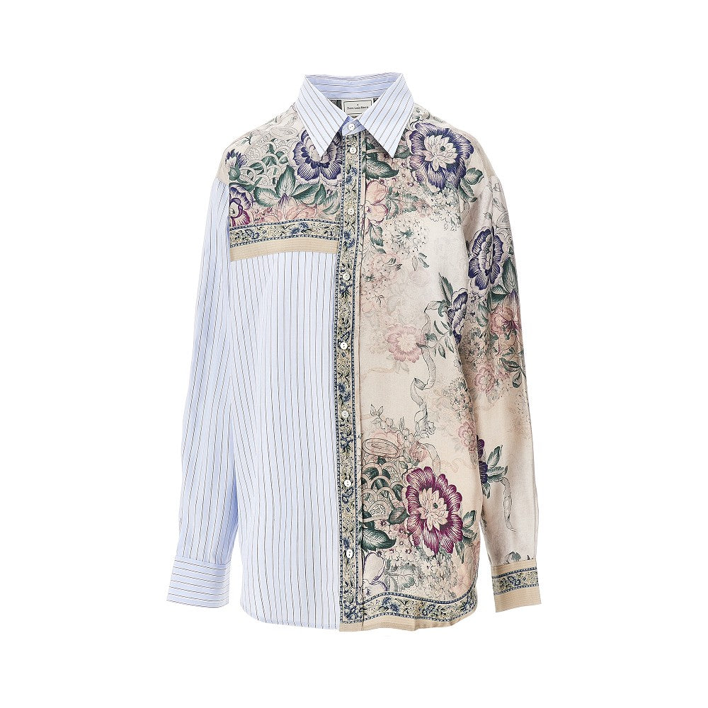 Cotton and silk patchwork shirt