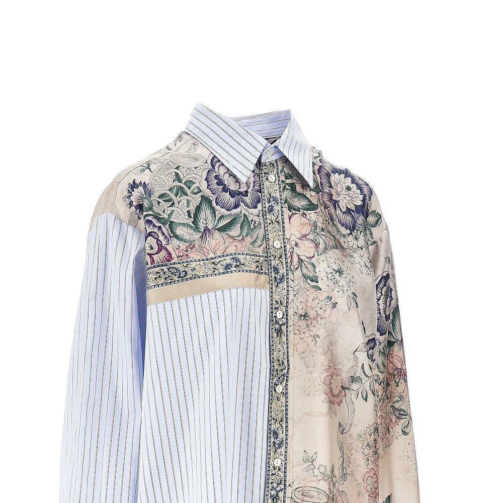 Cotton and silk patchwork shirt