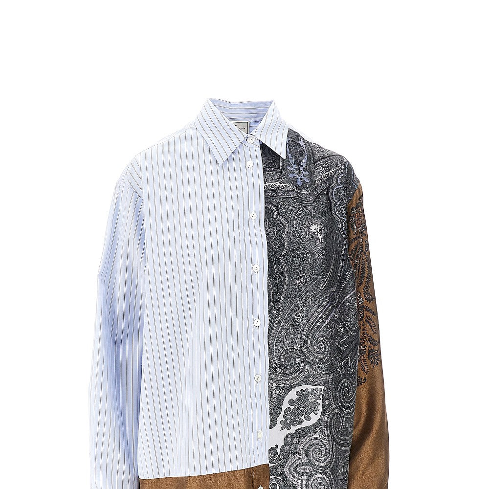 Cotton and silk patchwork shirt dress