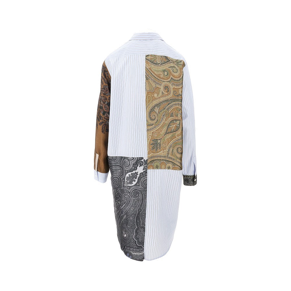 Cotton and silk patchwork shirt dress