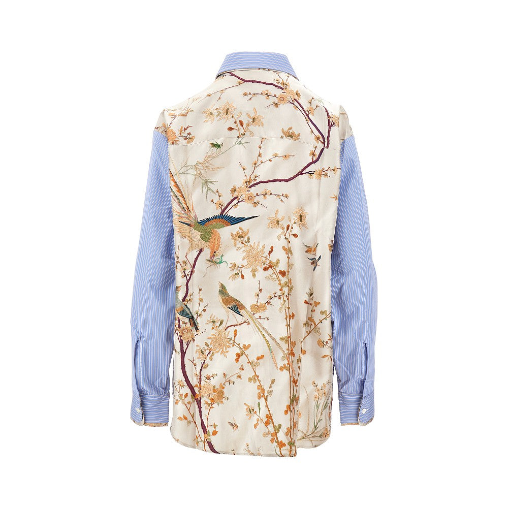 Silk and cotton patchwork shirt