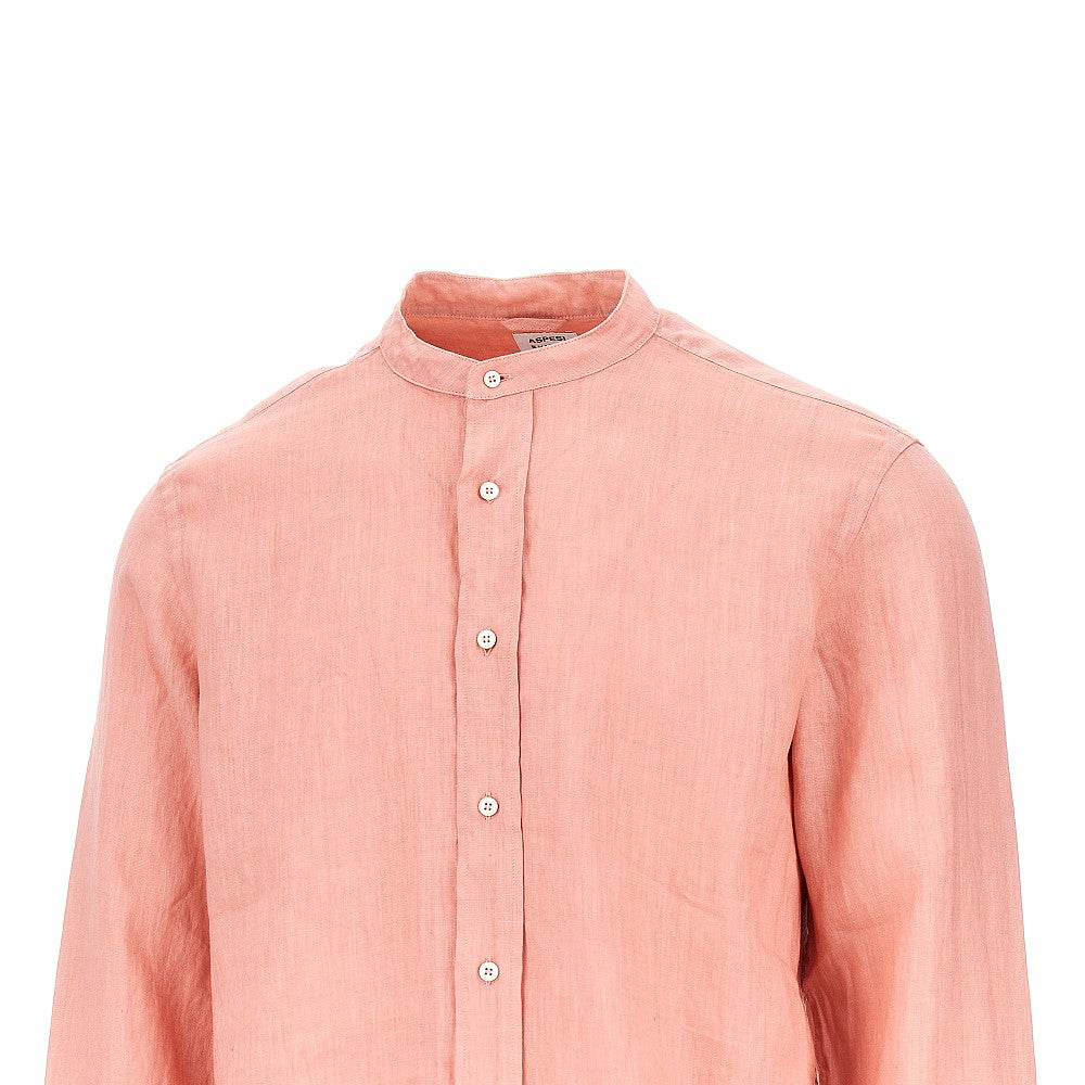 Camicia in lino con collo alla coreana