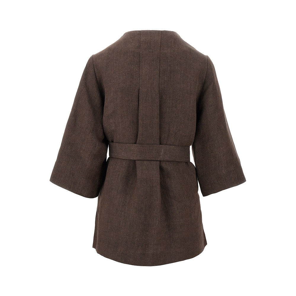 Linen blouse with belt