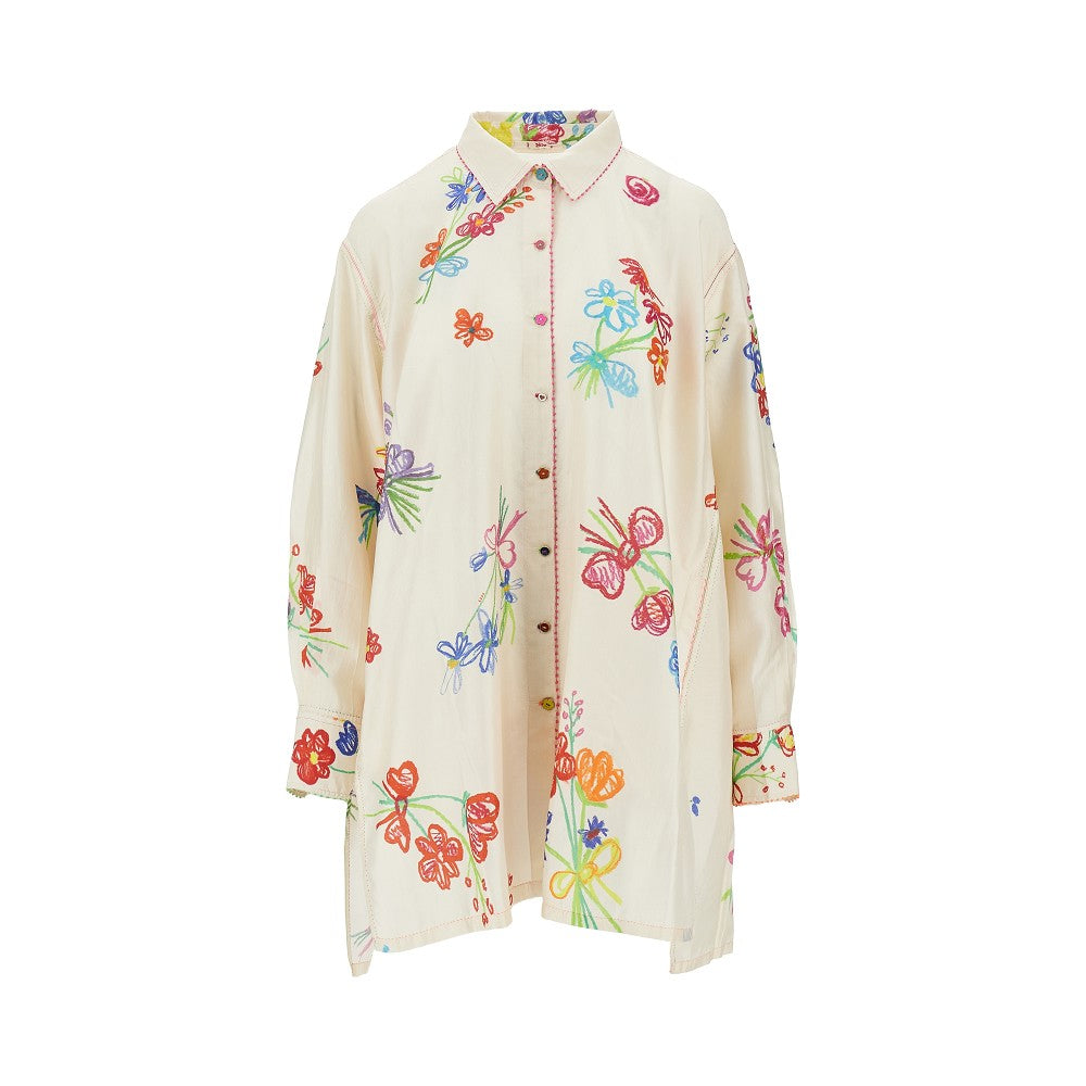 Camicia oversize in seta stampata