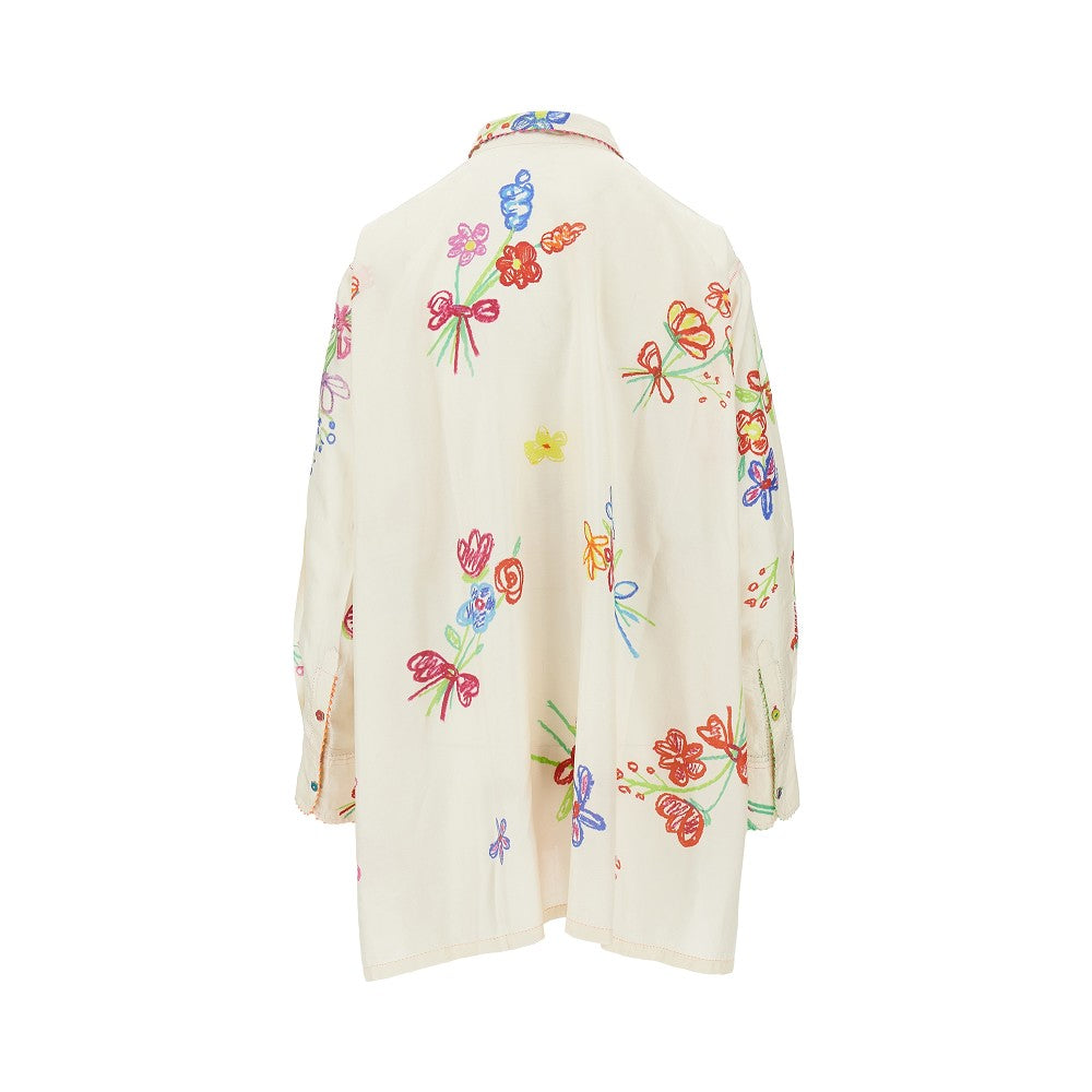 Camicia oversize in seta stampata