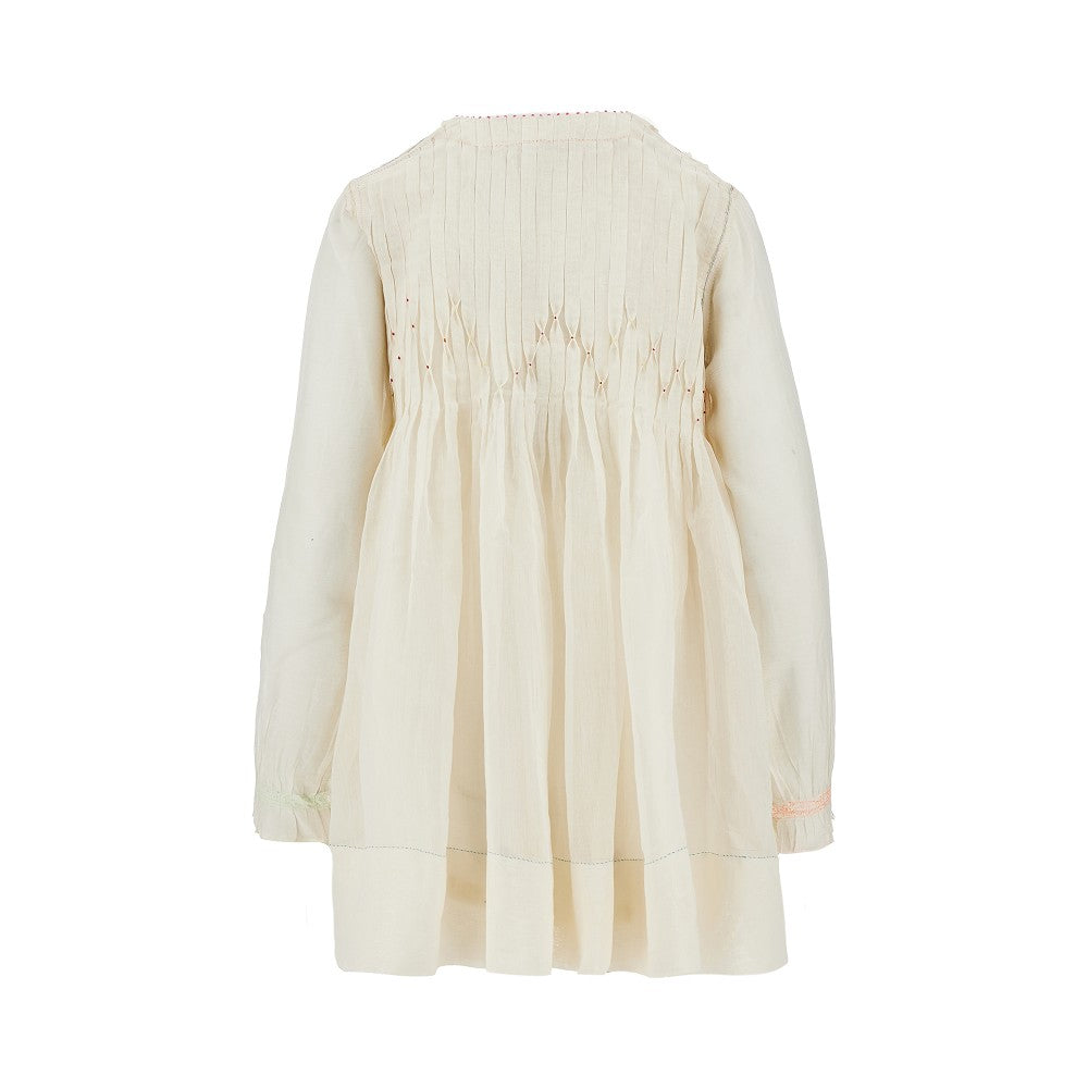 Blusa in cotone e seta con pieghe