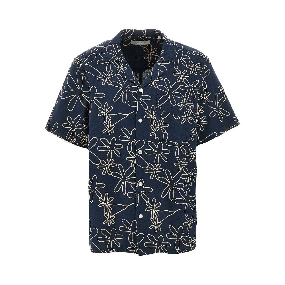 Flowers embroidery cotton-blend shirt