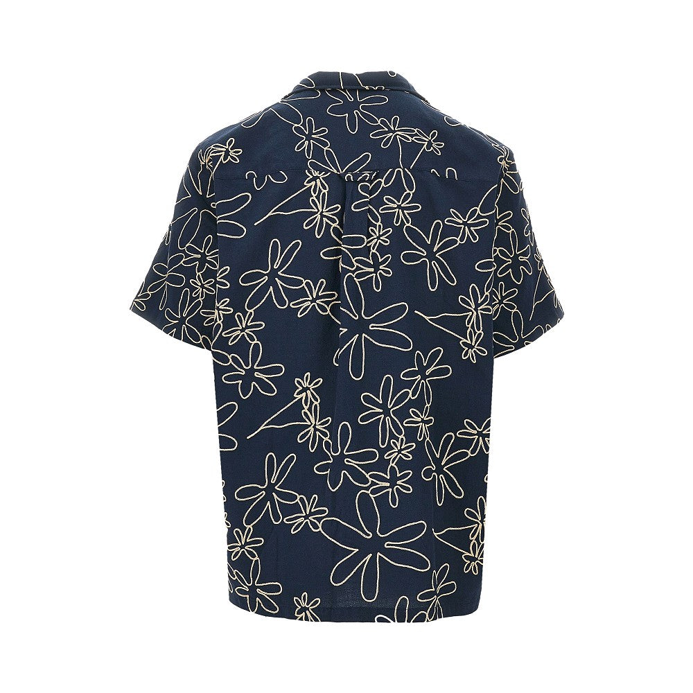 Flowers embroidery cotton-blend shirt