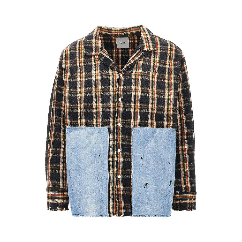 Flannel shirt with denim details