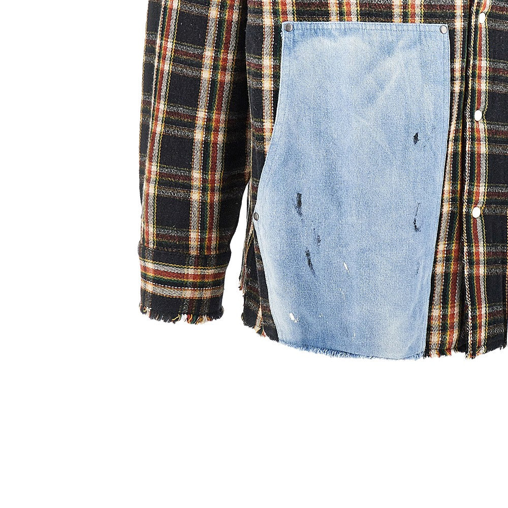Flannel shirt with denim details
